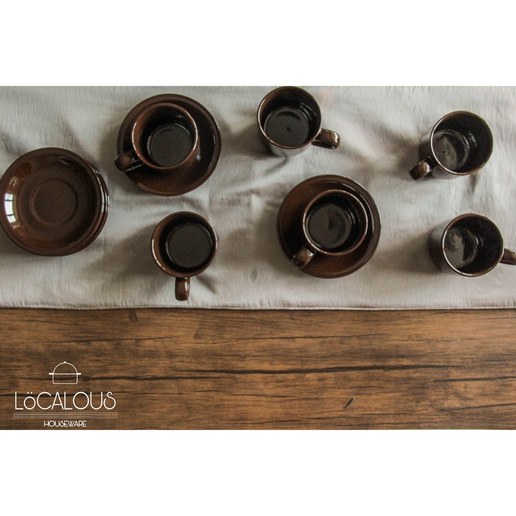 TEA SET COLOR (NIKURA) / CANGKIR SET NIKURA TEH KOPI COKLAT