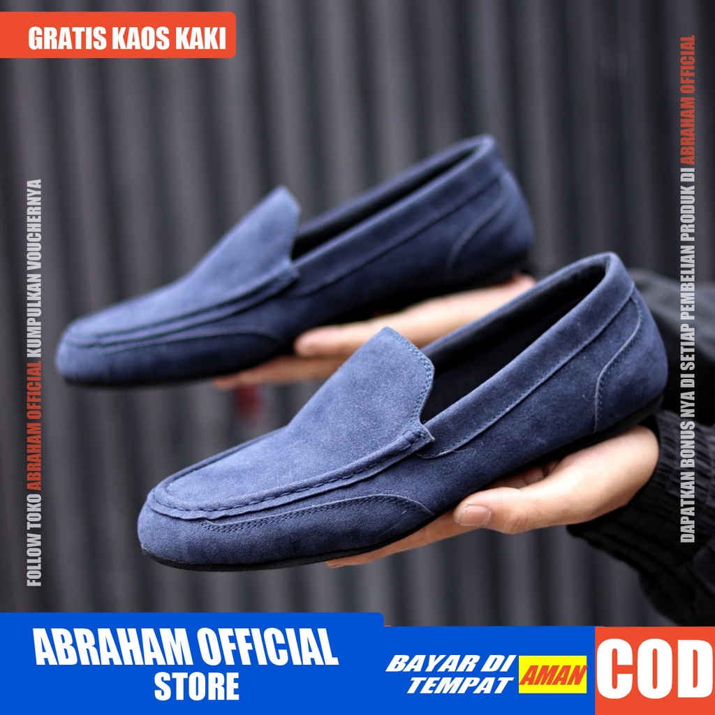 ABRHM x MODNEX Sepatu Casual Slip On Kulit Sintetis Kasual Formal Pria Santai Kerja Kuliah Anti Slip Original