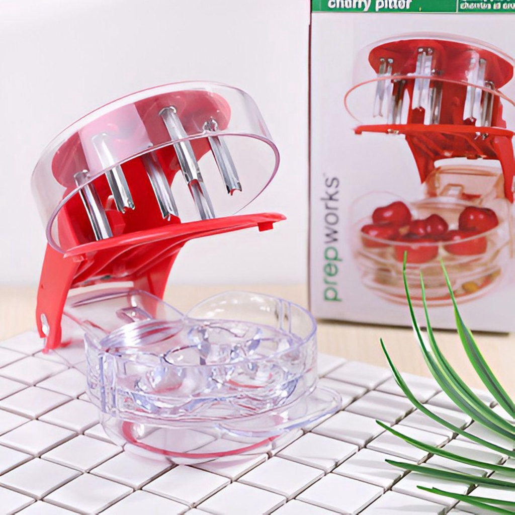 [Elegan] Cherry Pitter Dapur Kue Stoner Stainless Steel Corer 6lubang Cherry Chomper