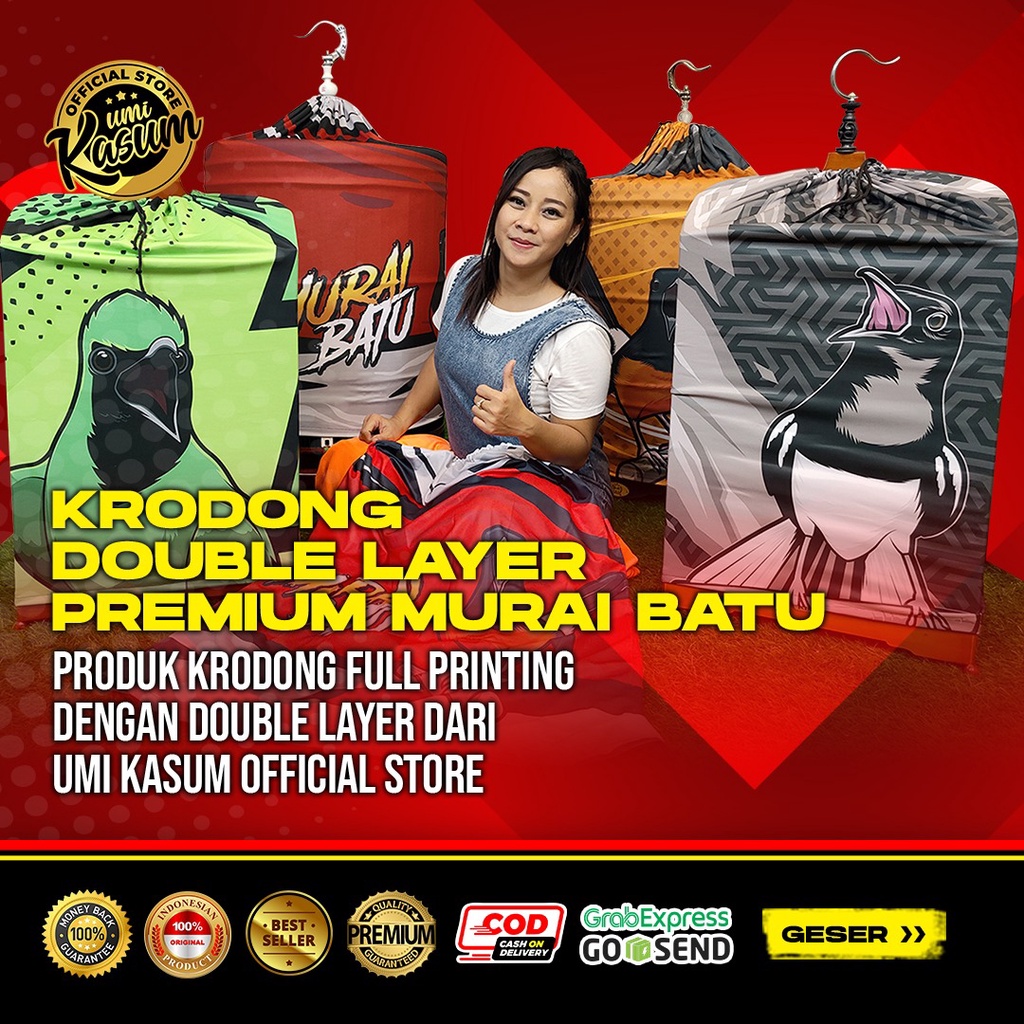 Kerodong Murai Batu Umi Kasum Double Layer Krodong Bulat Bisa Custom Nama | Kandang Murai No 1 No 2 No 3 Anti Lecek Anti Luntur Berkualitas -  Sangkar Murai -  Sangkar Burung - Krodong Original Umi Kalsum Full Printing