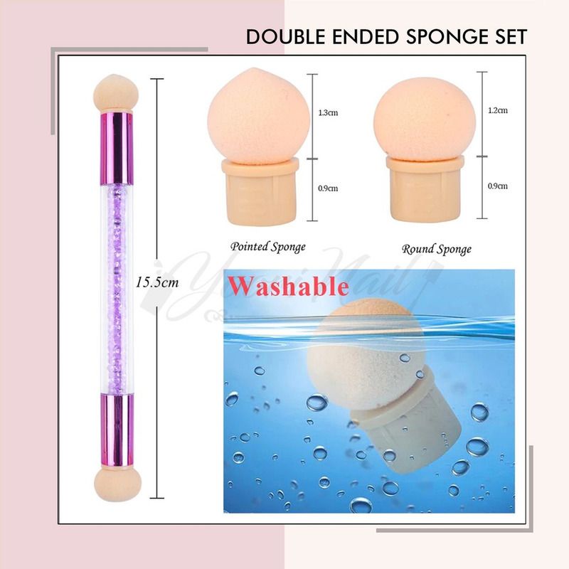 Double ended sponge SET pen spons nail art ombre sponge brush