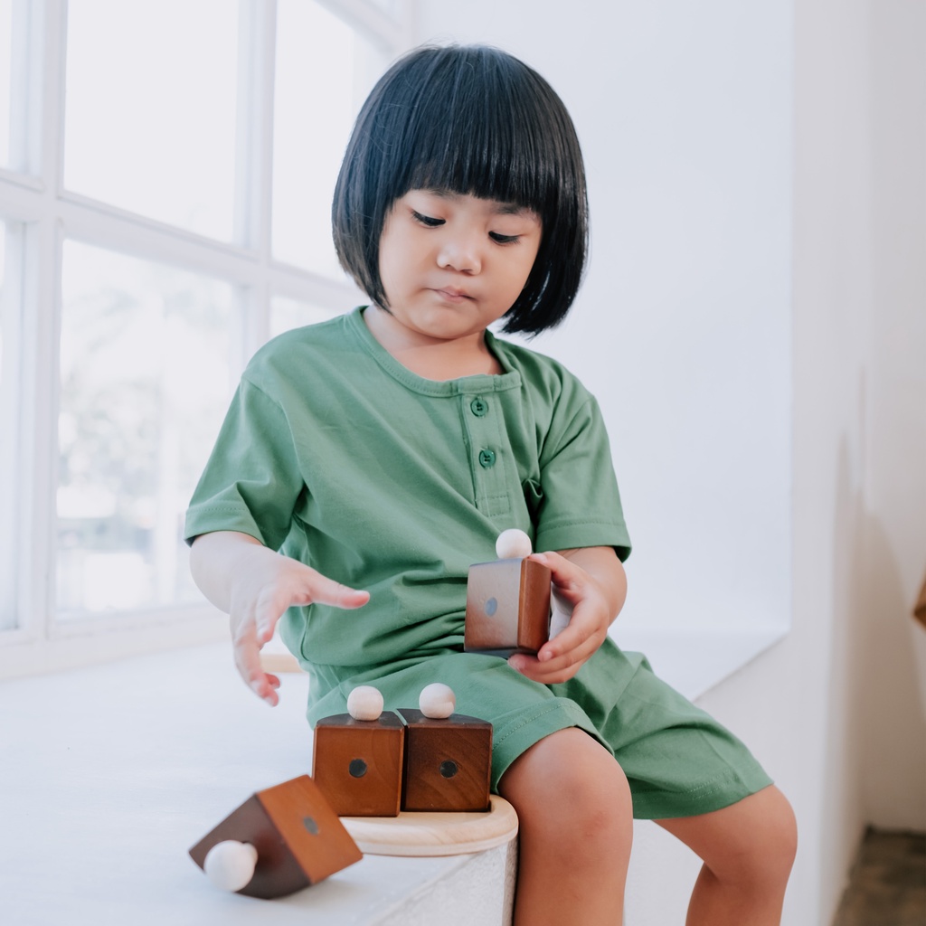 Ramadhan Sale - OLIVER KIDS - Setelan Pocket Henley Anak 1-7 Tahun Setelan Polos Anak Baju Dan Celana Pendek Anak Stelan Anak Perempuan Stelan Anak Laki Onet Set Anak Kaos Dan Celana Anak