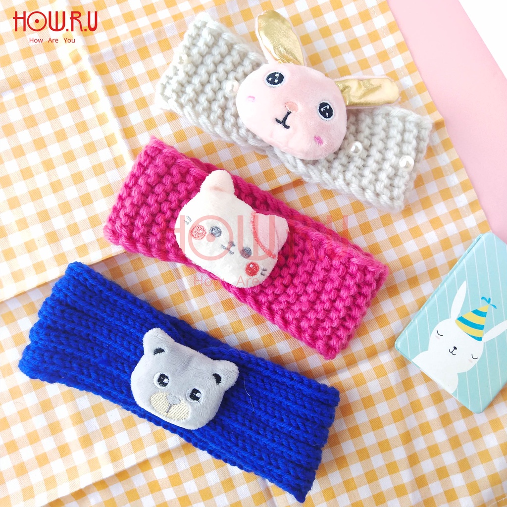 HOW.R.U | Bando Rajut Bayi Balita Pom Pom Motif Hewan Lucu