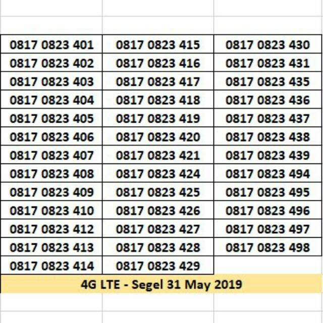 Kartu Perdana XL 11 DIGIT Angka Nomor Nomer Cantik Murah Nocan seri 08 234 01 SEGEL 4G Super Bagus