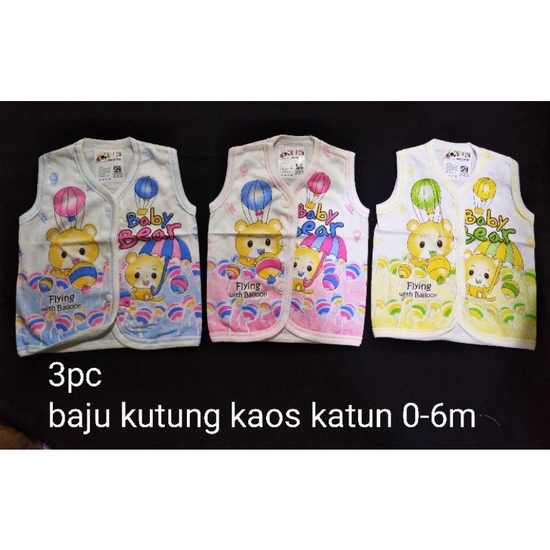 Sun flora 3pc baju kutung / pendek / panjang bayi 0 - 6m