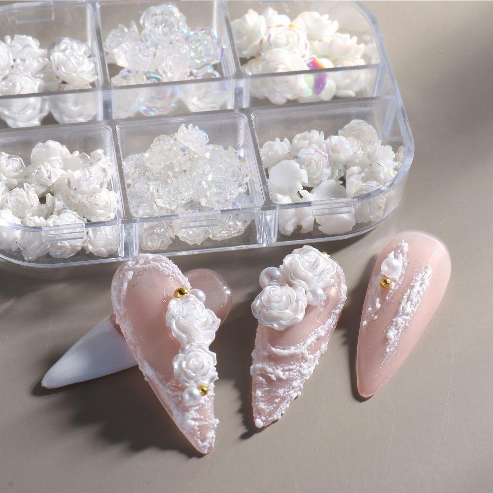 MXBEAUTY Camellia Nail Charms Jepang-Korea Bentuk Bunga DIY Alat Manikur Salon Kuku Rhinestones Kuku Mengkilap