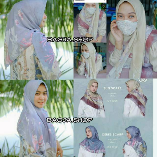 READY New Ceres Scarf Blue Sea / New Sun Scarf Almond  Ria Miranda Utopia