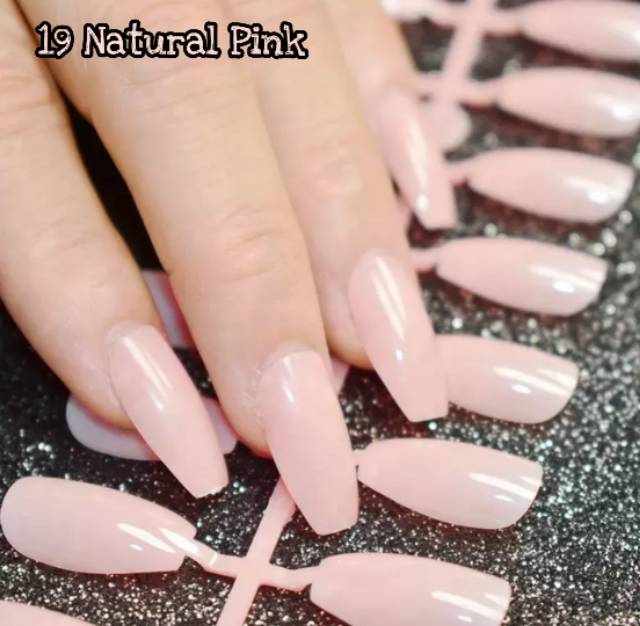 KUKU PALSU FAKE NAILS COFFIN BALERINA GLOSSY STYLE 24PCS BAG 3