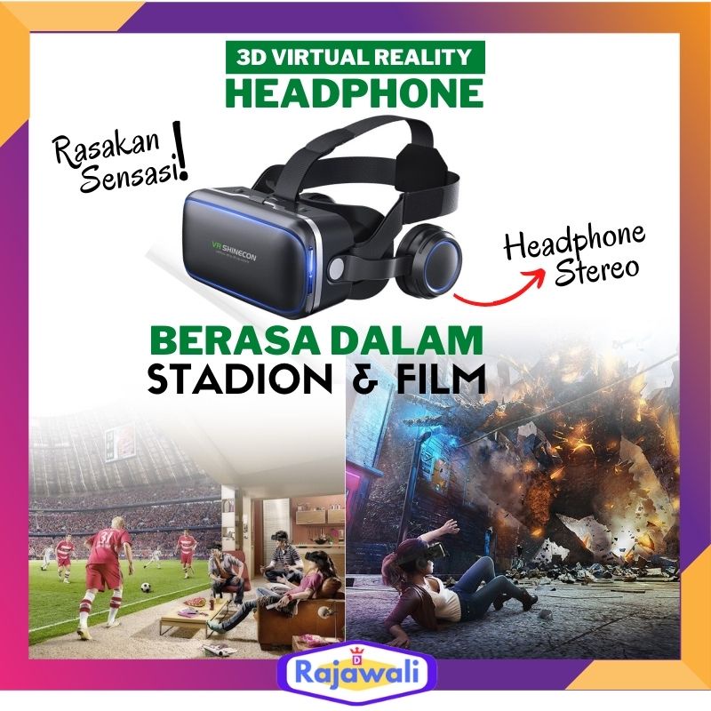 Kacamata 3D Lensa Vr Box Virtual Pembesar Video Game Dimensi Smartphone Ponsel Handphone Hp Headset 