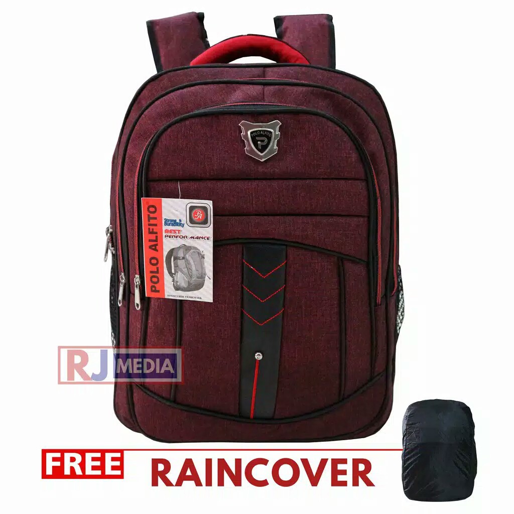 Tas Ransel Laptop Polo Alfito Backpack Punggung Tas Sekolah Kuliah Kerja Tebal PROMO Best Seller Tas Sekolah SMP SMA Kuliah Kerja Seminar Berkualitas Bonus Raincover