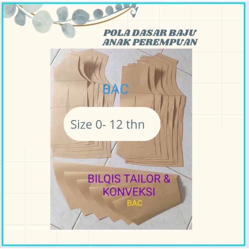 POLA DASAR BAJU ANAK PEREMPUAN 0-12 THN