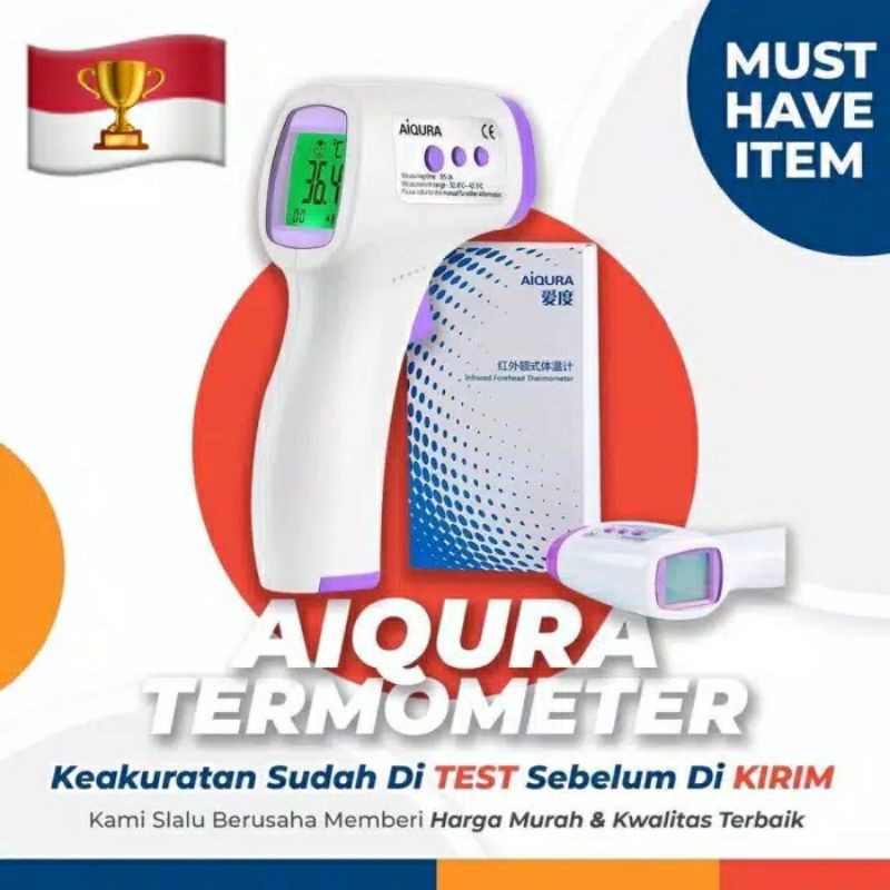 Thermometer Infrared Termometer Termogun Bergaransi FDA CE 3 warna LED - AIQURA