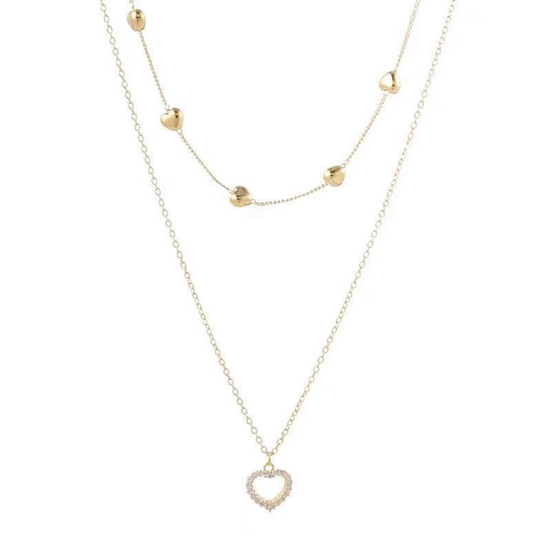 Kalung Rantai Dengan Liontin Hati Bahan Metal Gaya Retro Untuk Wanita