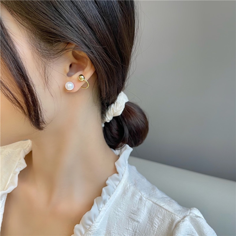 1 Pasang Anting Tusuk Sterling Silver 925 Dengan Mutiara Elegan Untuk Wanita