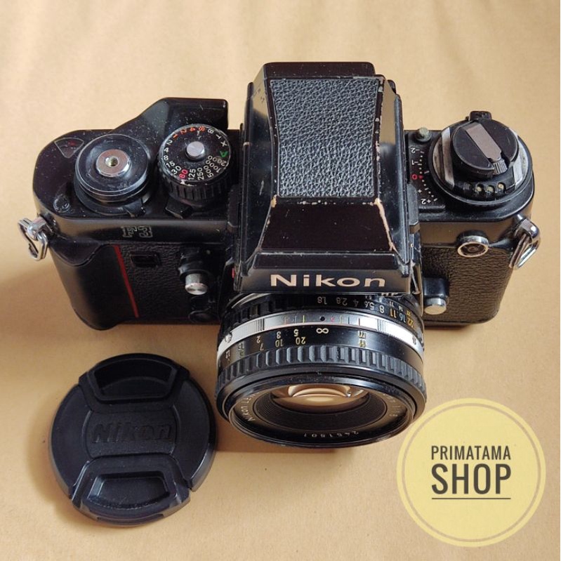 Kamera analog roll film Nikon F3 HP + Nikon E 50mm f1.8 AIS mulus