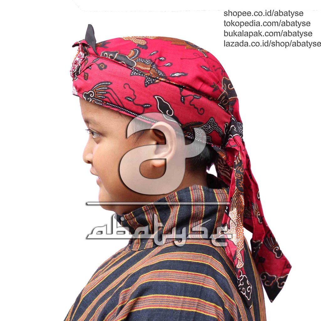 Blangkon Model Sunda - Tetopongan Batik Cirebon Merah 2