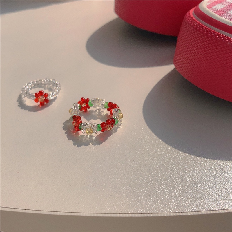 Transparent Beads Rings Elastic Korean Style Simple Cute Ring for Women Jewelry Fashion Accessories