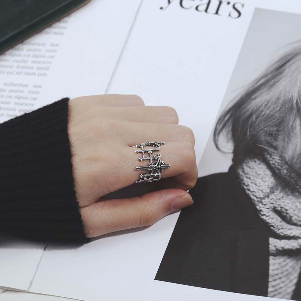 Agustina Wanita Cincin Geometris Hadiah Pesta Untuk Gadis Punk Cinta Dan Penebusan Salib Yesus Hip Hop Korea Jari Rings