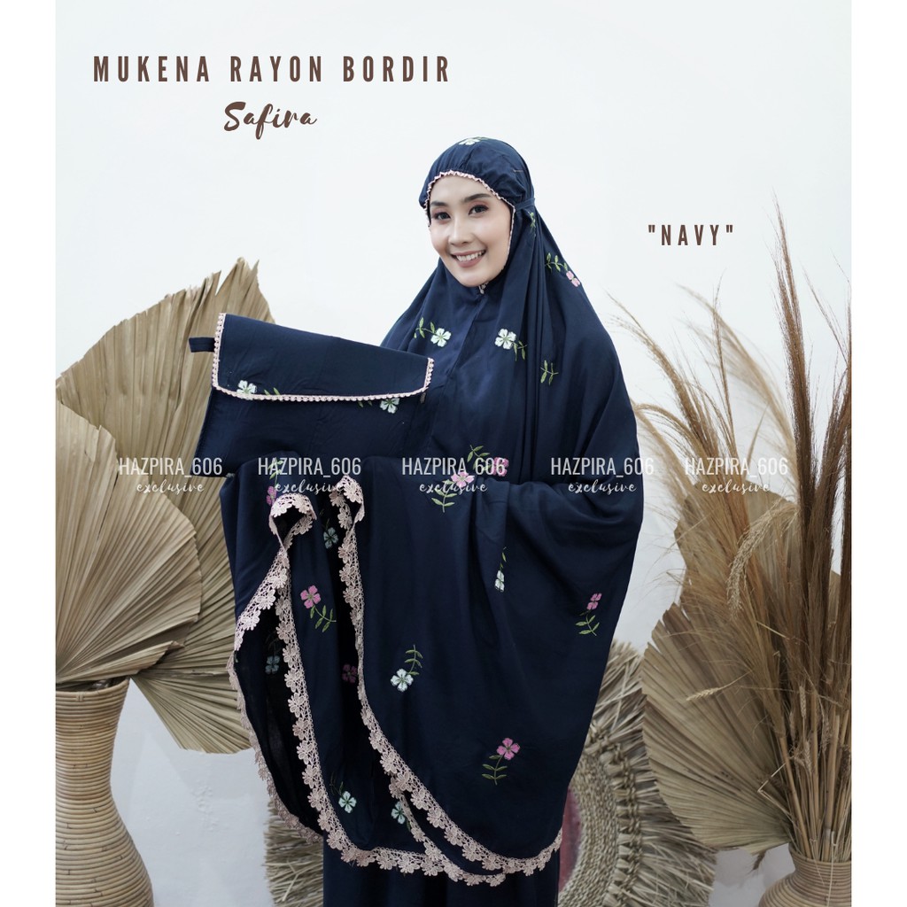 MUKENA DEWASA KATUN RAYON BORDIR SAFIRA JUMBO