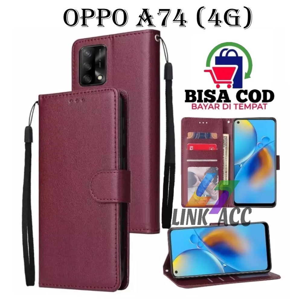 CASE FLIP OPPO A74 (4G) LEATHER CASE PREMIUM-FLIP WALLET CASE KULIT UNTUK OPPO A74 (4G) - CASING HP