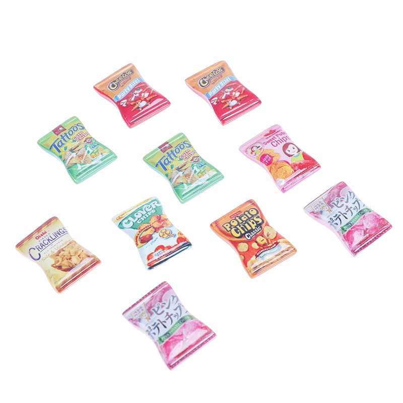 10pcs / set Miniatur Keripik Kentang DIY Untuk Rumah Boneka