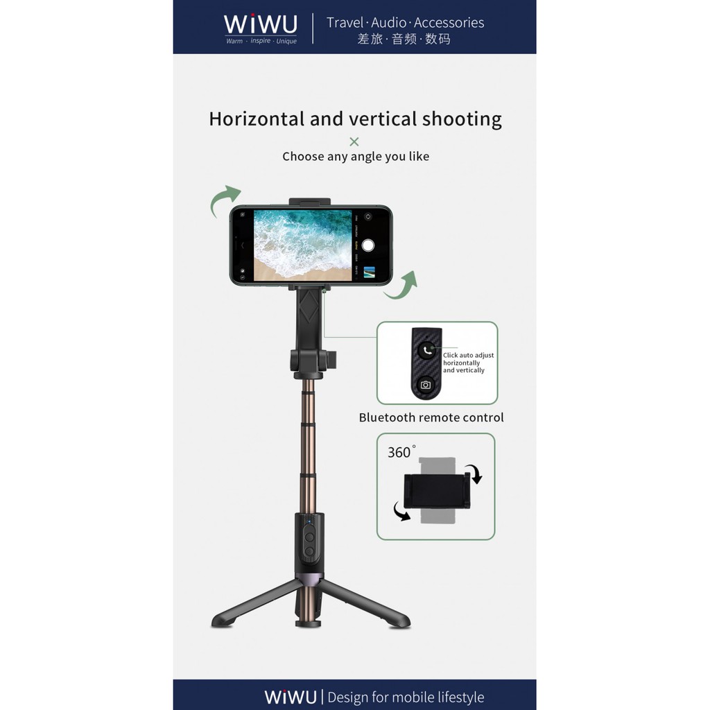 AKN88 - WIWU TGS-301 - Tripod Gimbal Selfie Stick