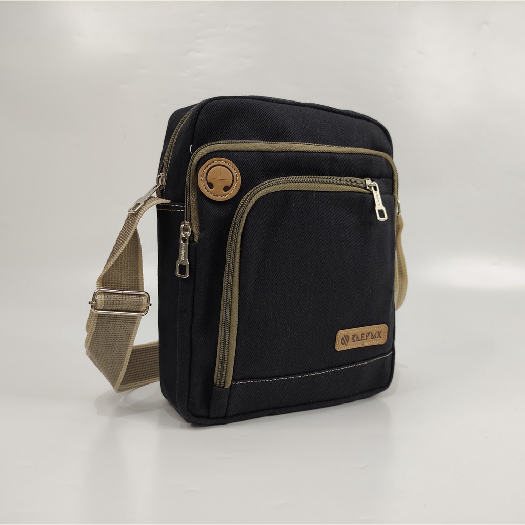 Tas Selempang Kanvas Cowok Dengan Lubang Headset Argo Brown Original Baepack / Tas Bahu Pria / Tas Canvas Terbaik Produsen Bandung