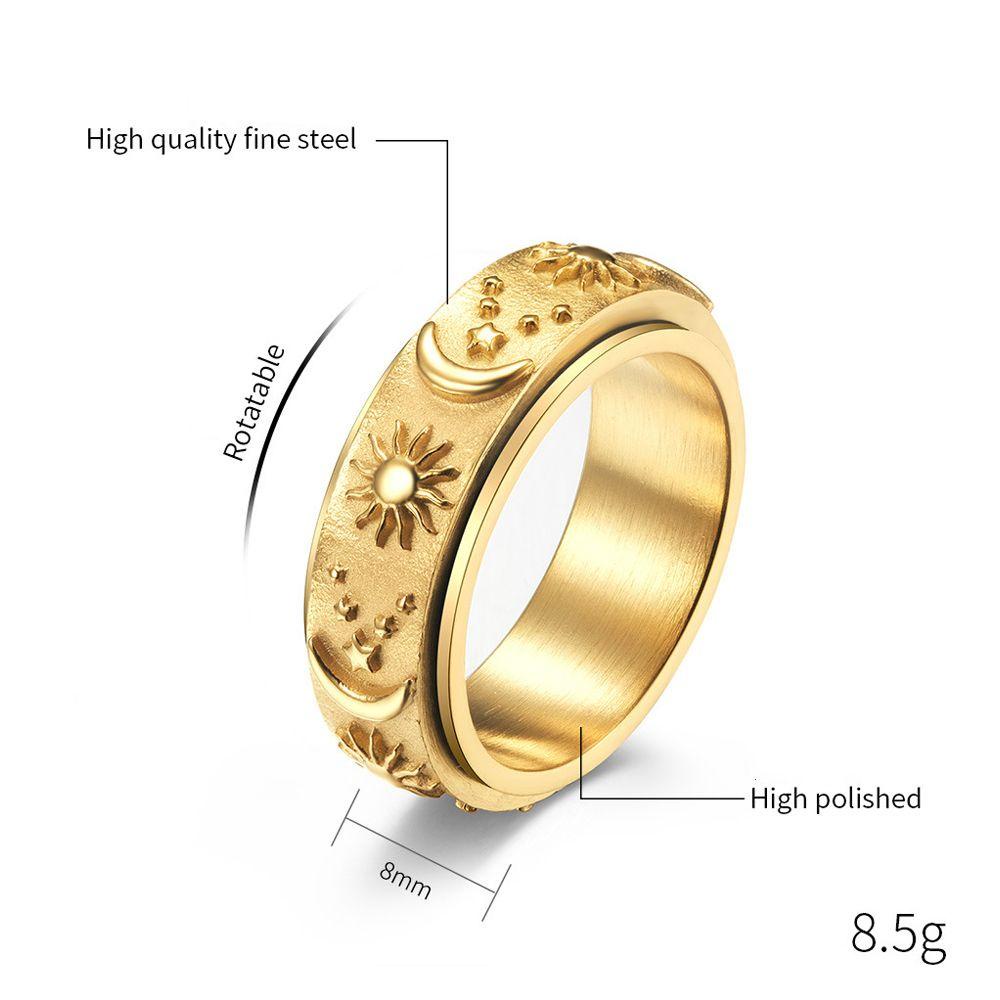 Mxbeauty Spinner Rings Fashion Vintage Star Moon Hadiah Hari Valentine Gaya Korea Perhiasan Banyak Ukuran Punk Rotatable Rings