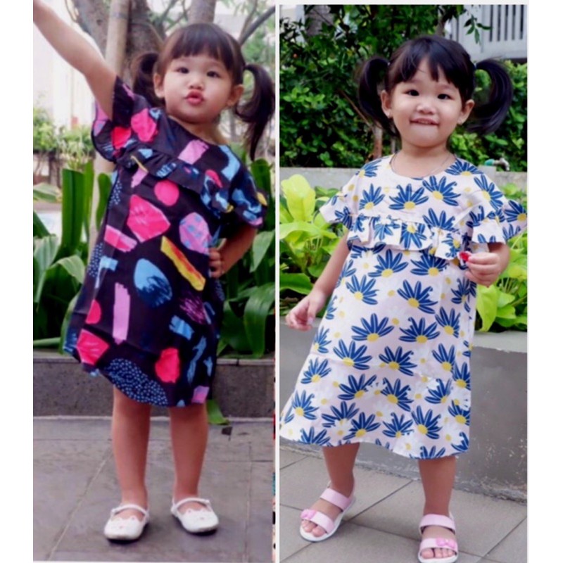 dress rempel ruffle untuk anak usia 2-4 tahun dress ruffle smile smilee