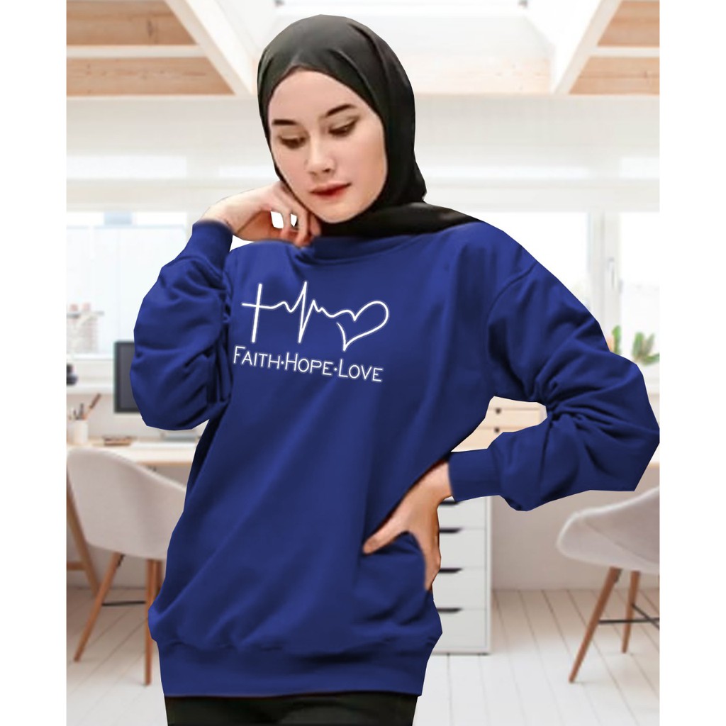 Kaos Lengan Panjang faith.hope.love / Kaos Sweatshirt / Atasan Wanita / Atasan Wanita Lengan Panjang