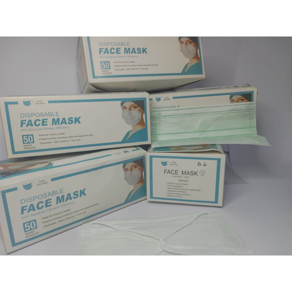 Masker hijab/ Disposable Protective Masker  Mask / Masker 3 PLY isi 50 / SURGICAL MASK / MASKER