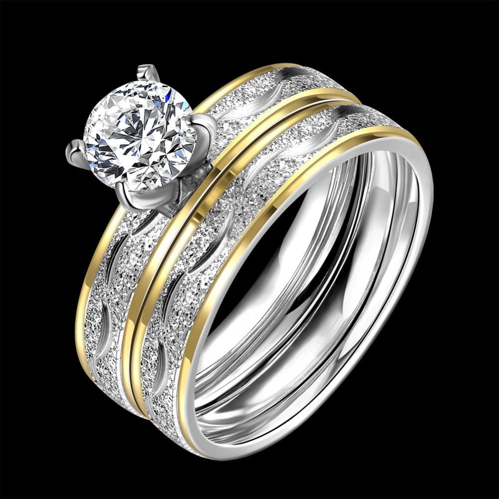 perak asli 925 cincin Wanita Fashion Perhiasan Warna Ganda CCB81