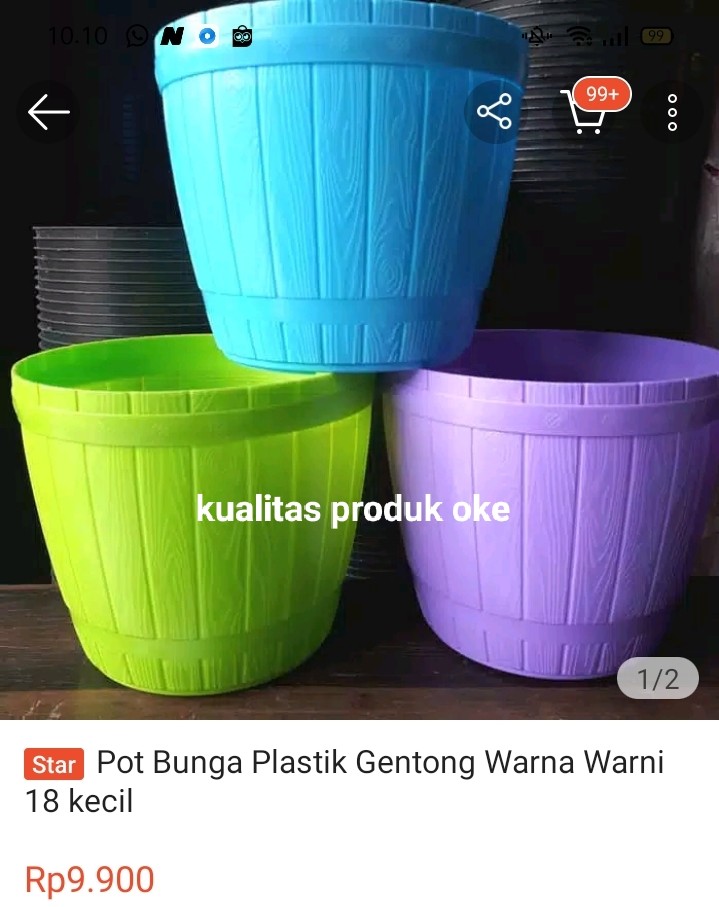  Pot  Bunga  Plastik Gentong Warna Warni 18 kecil Shopee 