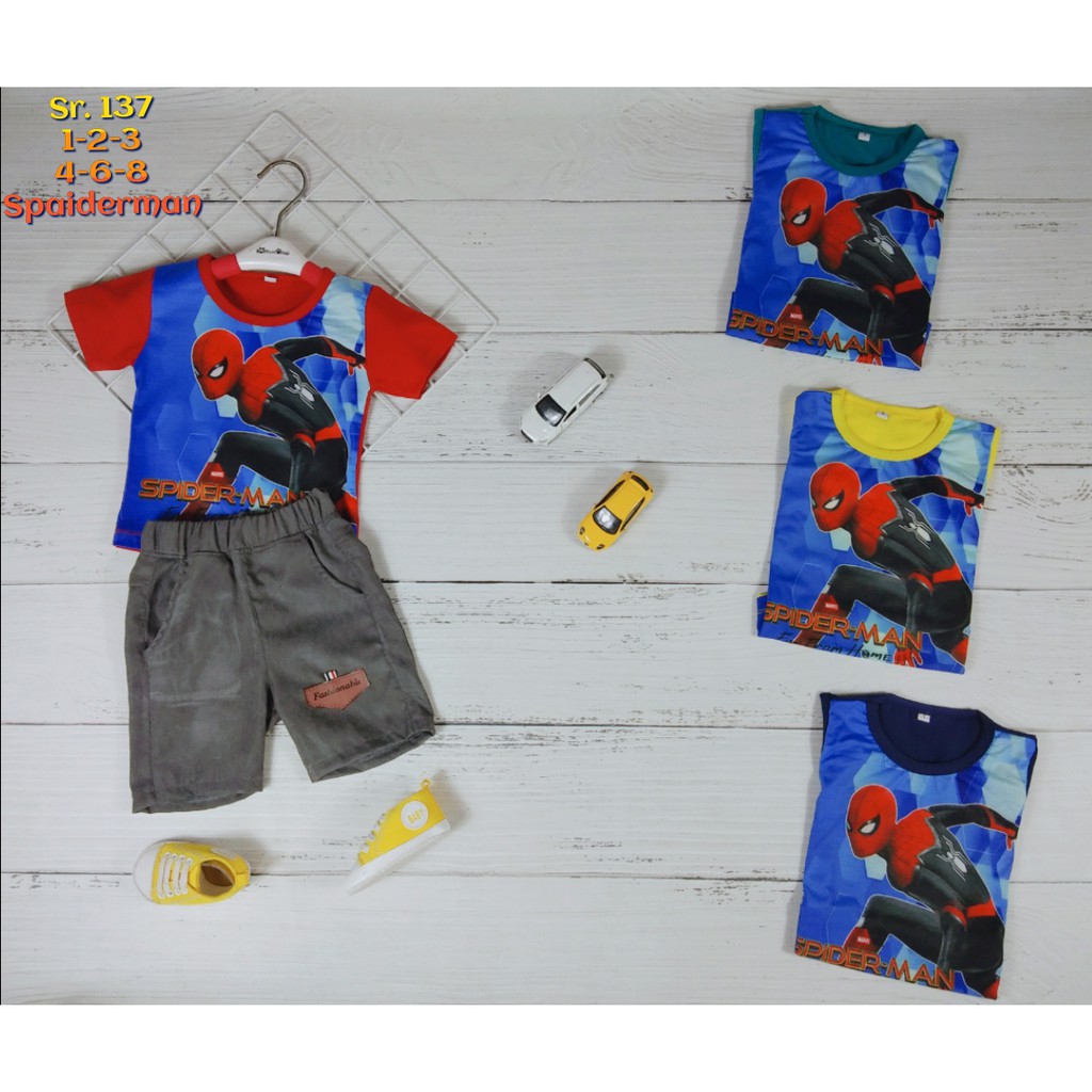 SETELAN ANAK LAKI LAKI/OBLONG PRINT/CLN CODURROY/M.SPIDERMAN/UNTUK USIA 6 BLN - 4THN/COD