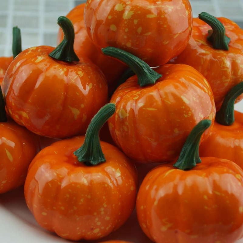 16pcs Labu Mini Buatan Untuk Halloween Thanksgiving