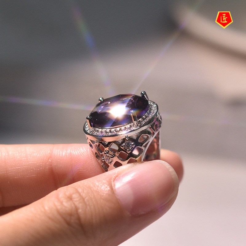 [Ready Stock]Classical Luxury Colored Gems Ring 925 Silver Jewelry