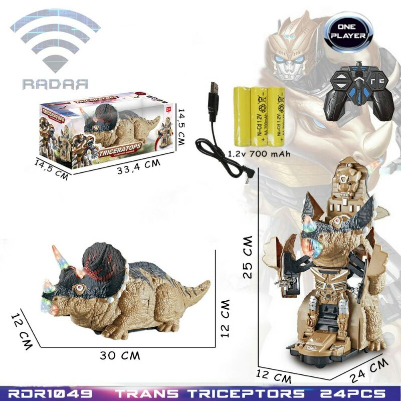 HLSRCROBOT-RDR1049 RC TRANSFORMER DINOSAURUS  RC ROBOT