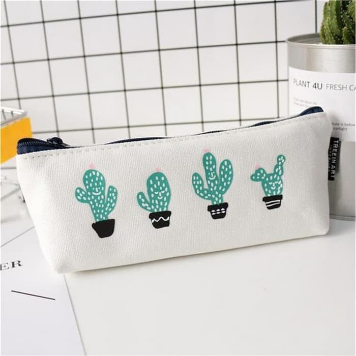 

em149 Kotak Pensil Cute Kawaii Cactus - White