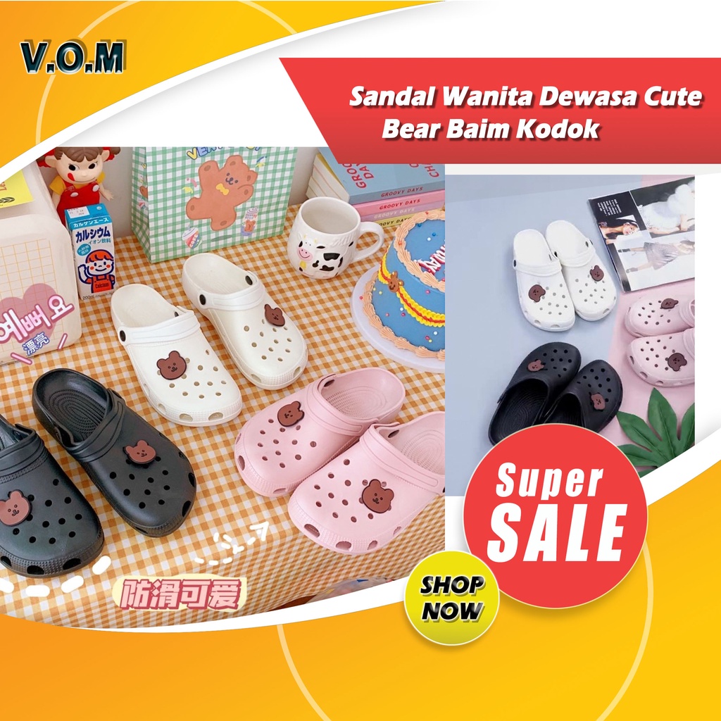 DS-E Sendal / Sandal Wanita Dewasa Cute Bear Baim Kodok Empuk 0819