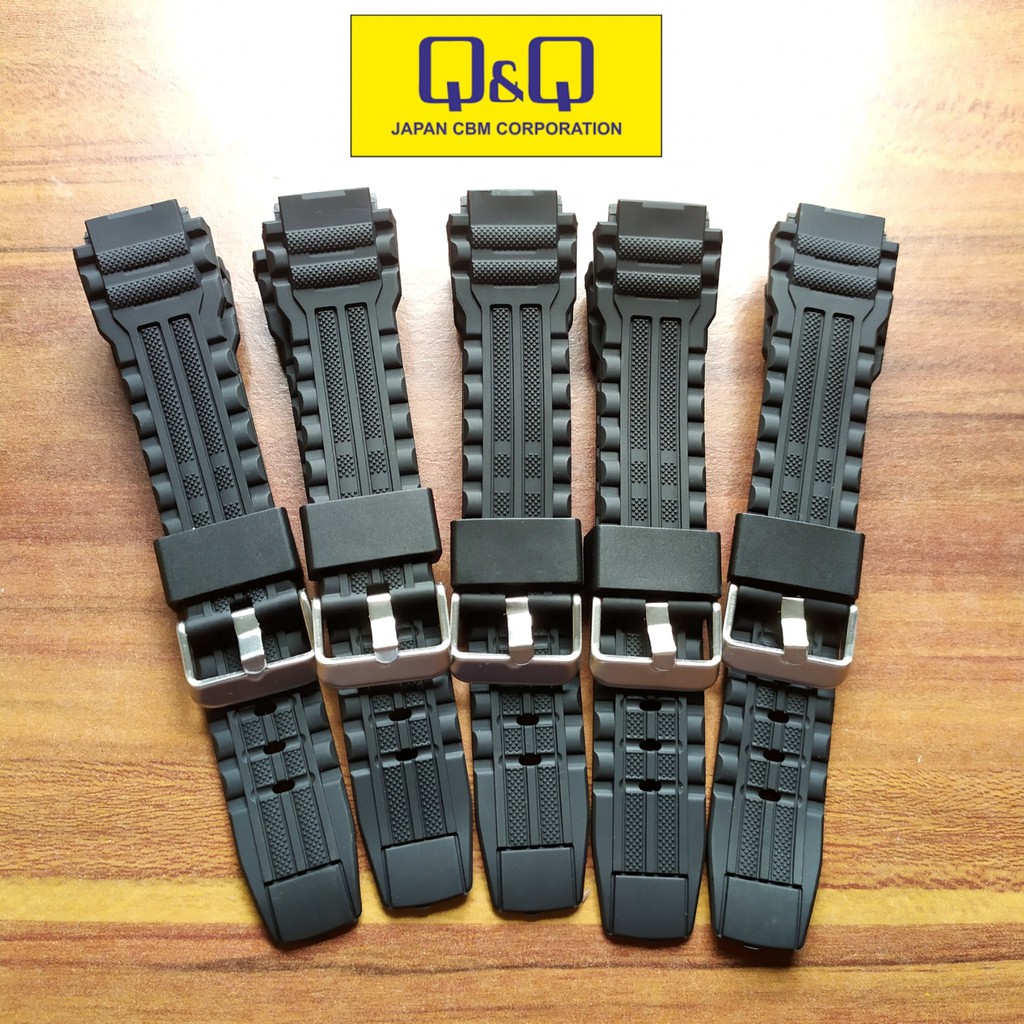 Tali jam tangan tali karet Rubber strap Jam QQ Q&amp;Q M147 Hitam.