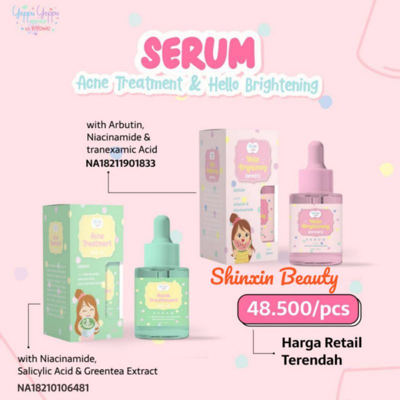 BPOM Serum Wajah Hello Brightening / Acne Treatment 20ml Yeppu Yeppu By Kiyowo / Serum Wajah Yeppu Y
