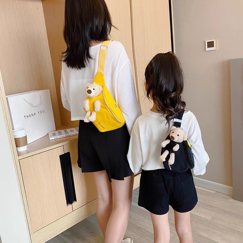 Tas Selempang Wanita Import Teddy bear / Waist Bag / Fashion Women / Sling Bag