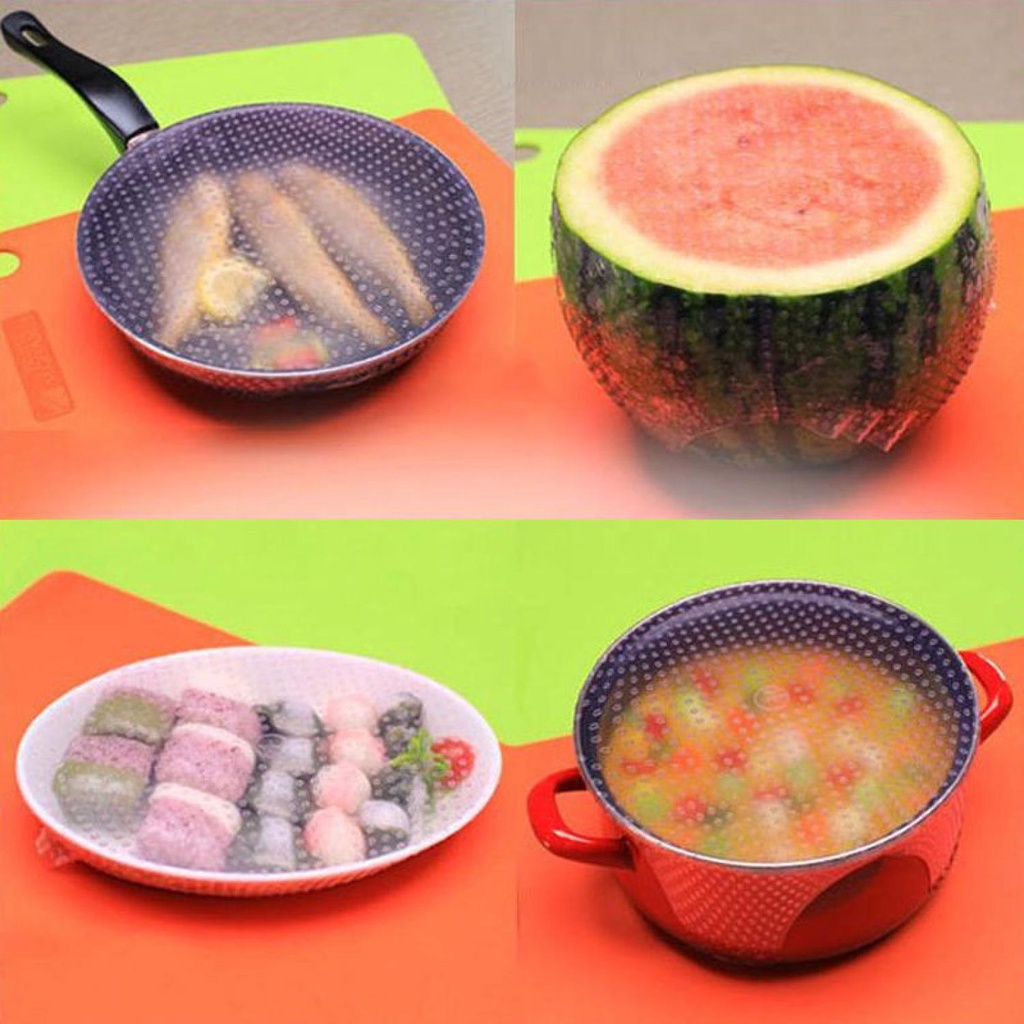 Penutup Makanan Silikon Paket Pelindung Piring Silicone Stretch Fresh Food Cover Tutup Mangkok