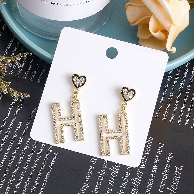 Anting Tusuk Gantung Bahan Sterling Silver 925 Desain Tulisan Love Gaya Korea Untuk Wanita