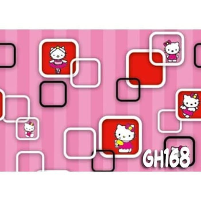 Wallpaper Dinding Motif Hello Kitty Kotak Merah Ukuran Panjang 10Meter x Lebar 45CM