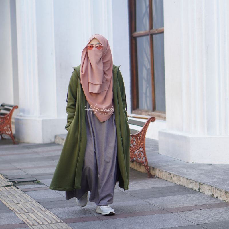 Hijrahmate - Sweater Muslimah Yuuna Jaket Muslimah Jaket Hijaber Syar'i Fleece Cotton Premium Lembut