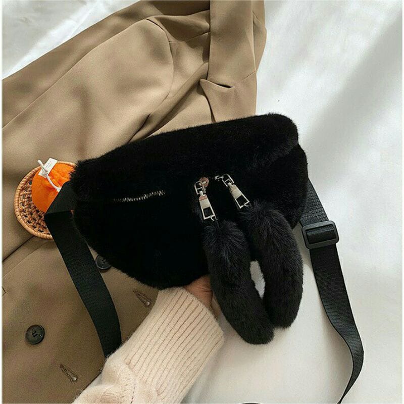 Tas WaistBag Bulu Wanita Jesslyn Bahan Import tas bisa selempang Terbaru Supplier Import GO1707 TasBahu Wanita BISA COD