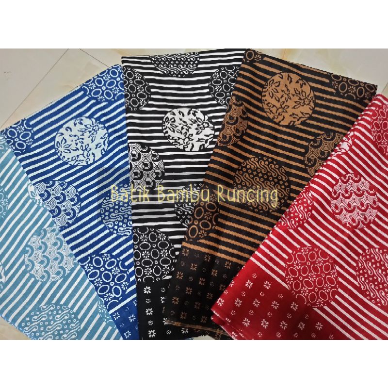 crn kain batik printing murah Pekalongan motif garis-garis bola dua warna bahan kebaya baju seragam