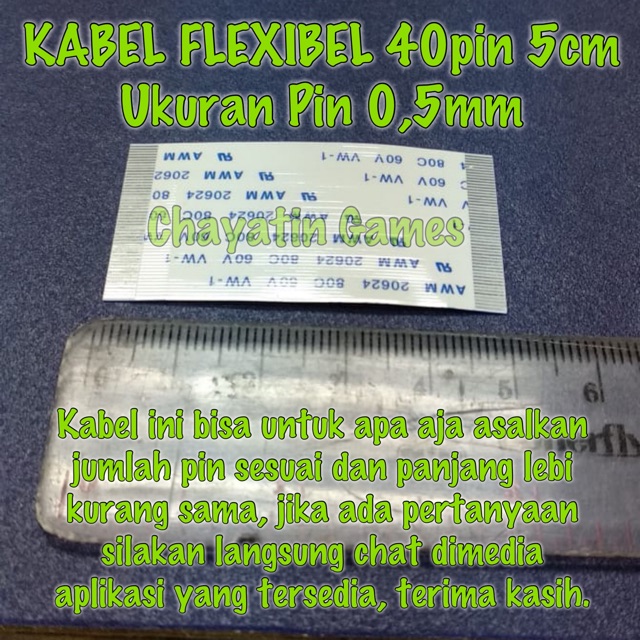 Kabel Flexibel 40 Pin Halus Searah Panjang 5cm - Ukuran Pin 0,5mm