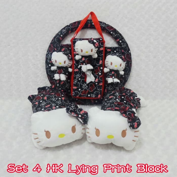 bantal headrest jok mobil setir stir hellokitty hk hello kitty hitam 4 R